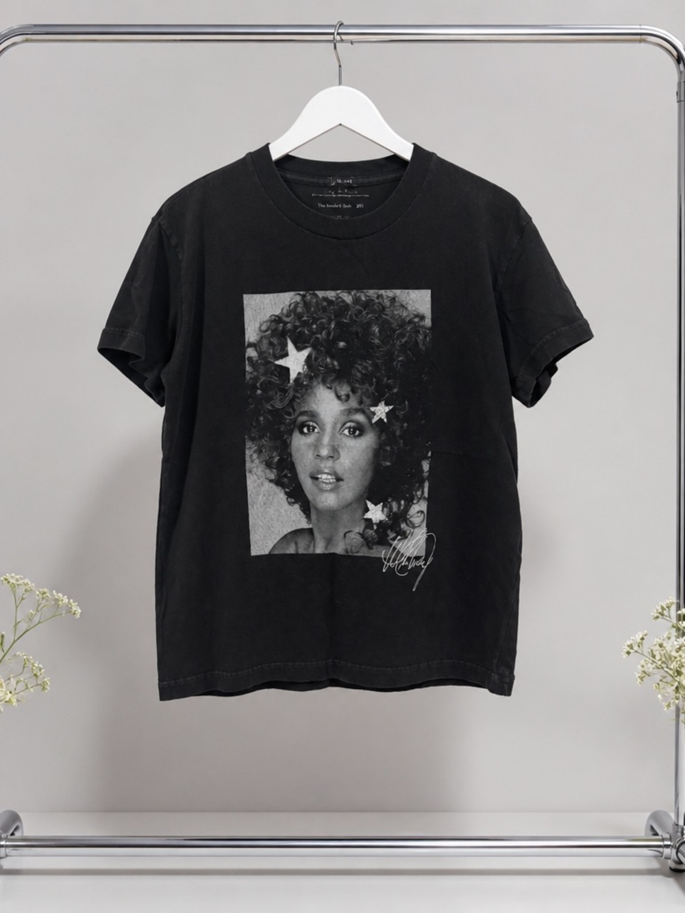 Abercrombie & Fitch Women’s XXS Black Wash Crewneck Soft Tee Whitney Houston Pic